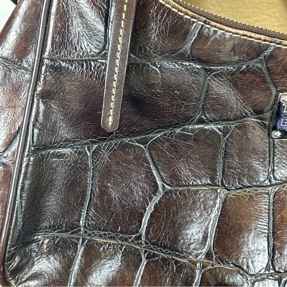 Dooney & Bourke Croc Embossed Leather shoulder Bag Matching Wallet & Dust Cover - Picture 4 of 16